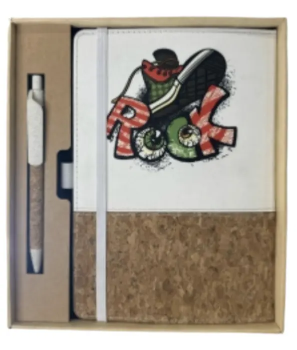 מחברת בעיצוב אישי (לבן) עם חריטת לייזר על האט