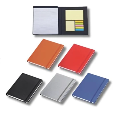 מחברת A5 כריכה קשה עם פתקים דביקים ודיגלונים